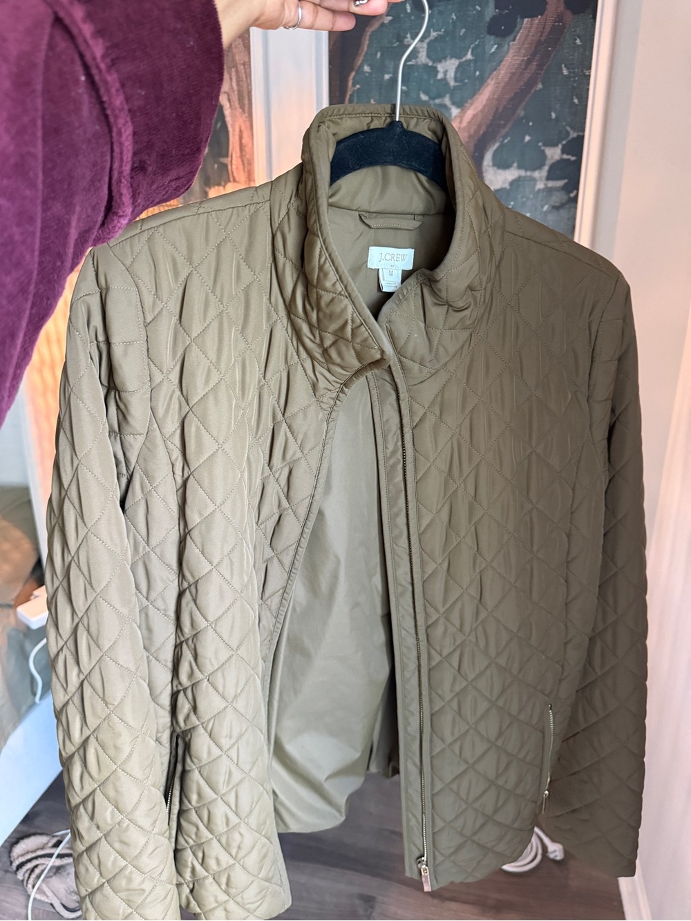 J. Crew Quilted Utility Jacket in Olive